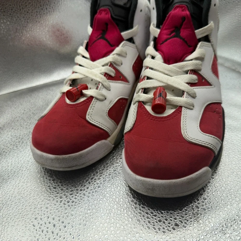 Size 6Y Air Jordan 6 Retro Mid White Carmine Kids Basketball Shoes‎ 384665-106